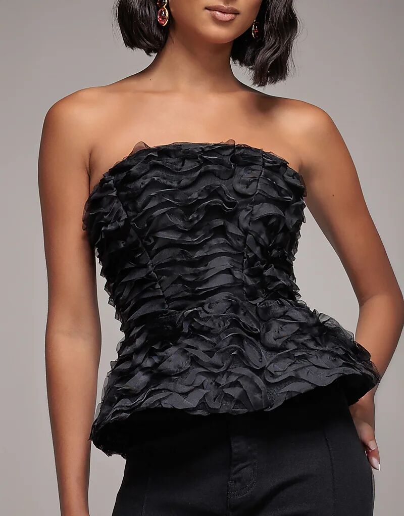 

Корсет Goddiva Peplum 3D с текстурированной грудью и шнуровкой, черный