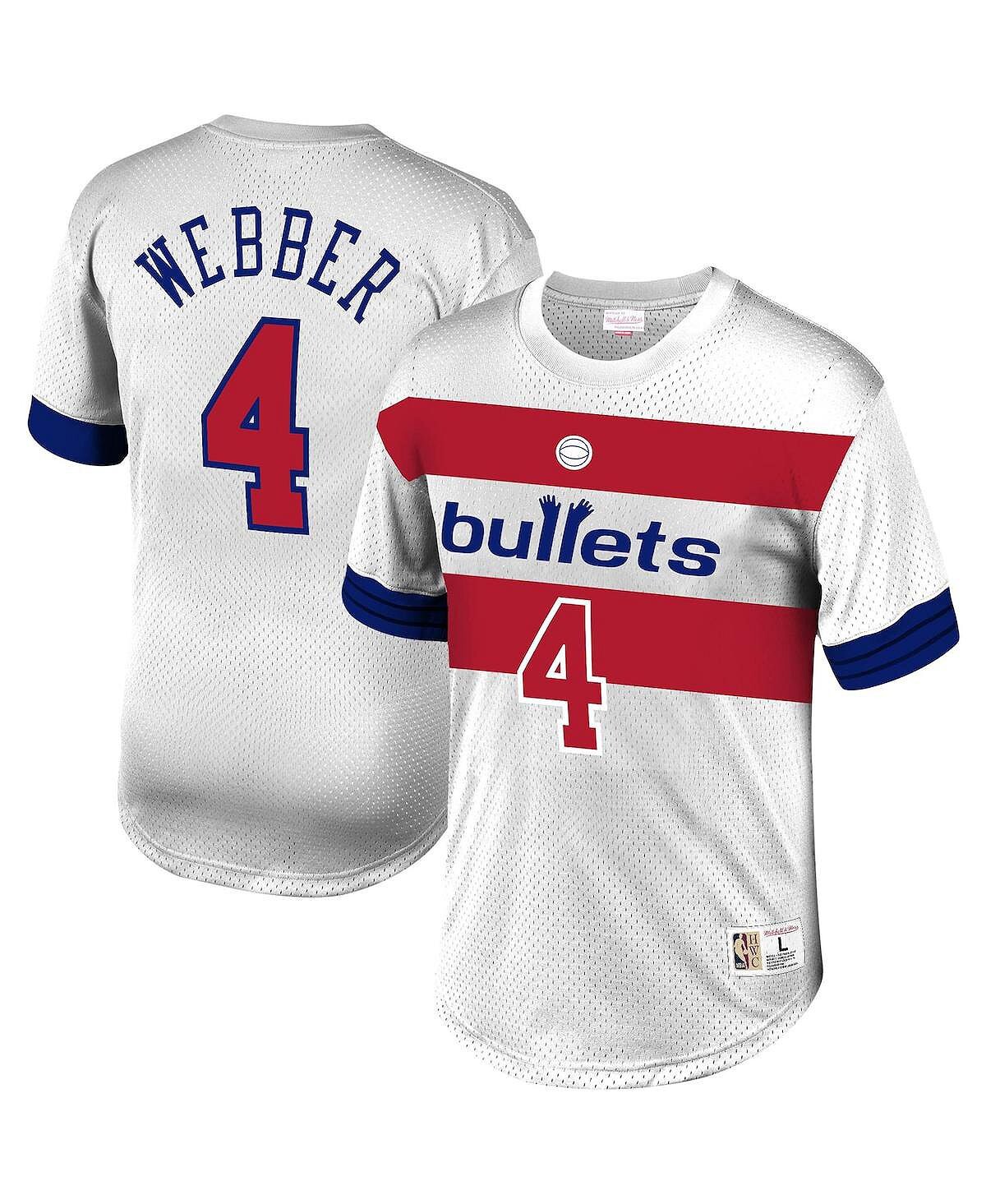 

Мужская белая сетчатая футболка Chris Webber Washington Bullets Mitchell & Ness, Белый, Мужская белая сетчатая футболка Chris Webber Washington Bullets Mitchell & Ness