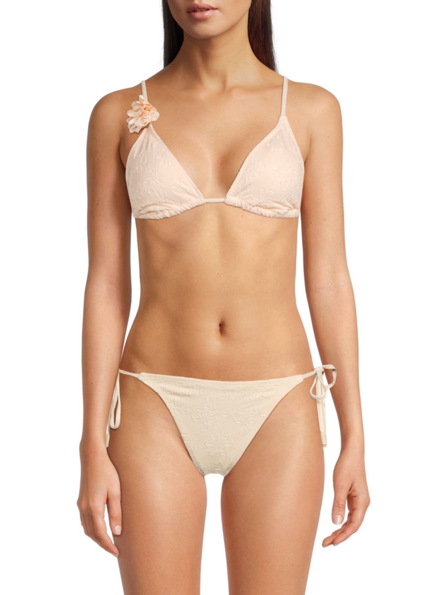 

Треугольный бикини-топ с цветочной аппликацией Red Carter, цвет Moonstone