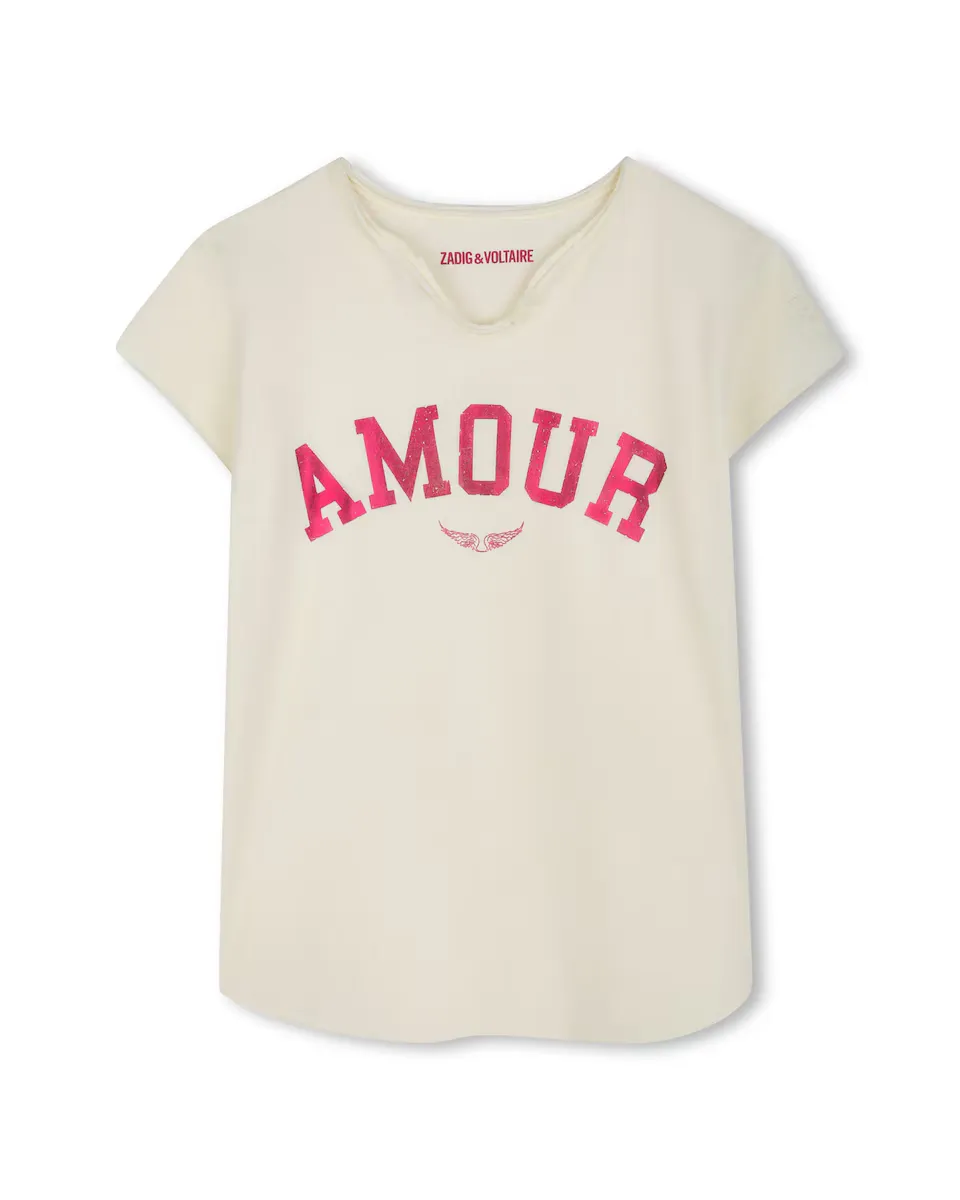 

Футболка из хлопка для девочек на пуговицах на горловине Zadig & Voltaire, бежевый