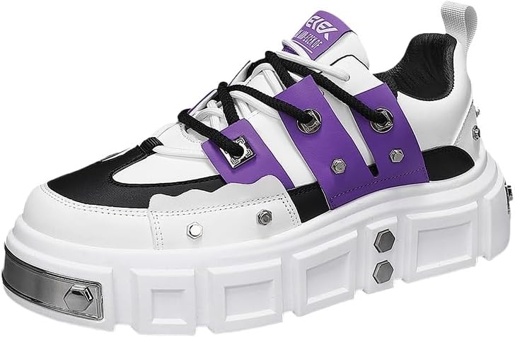 

Кроссовки Clolinde унисекс белые с массивной толстой подошвой - авангардные панк кеды с металлическими заклепками для скейтбординга, уличного стиля и повседневной носки