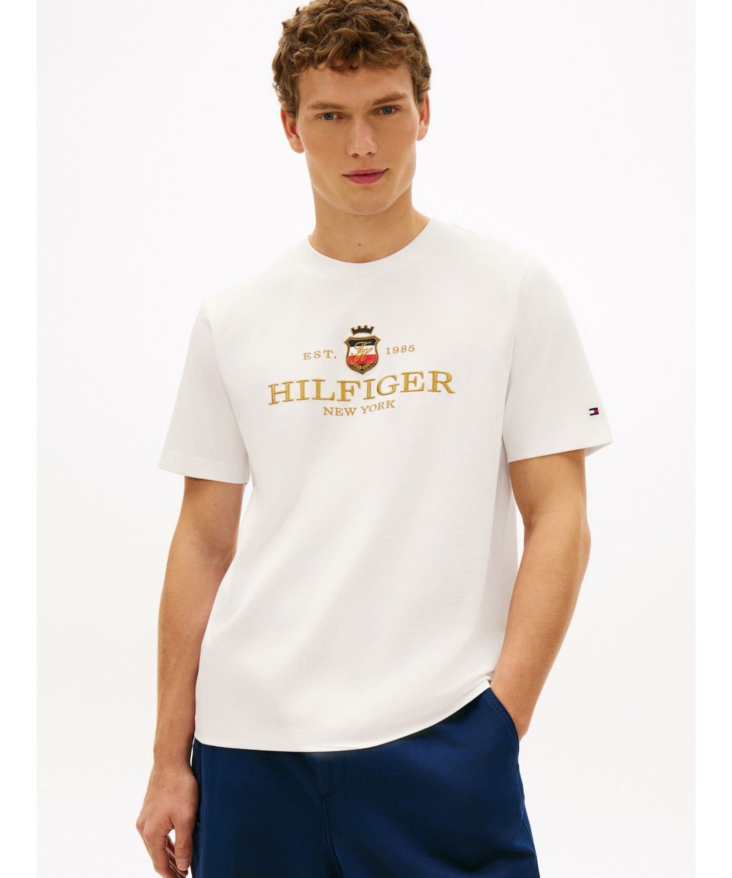 Футболка с круглым вырезом и графическим принтом Icon Tommy Hilfiger, White YBR