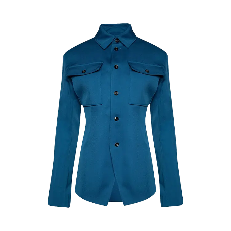 

Куртка Bottega Veneta Wool Gabardine Shirt 'Pacific Blue', синий