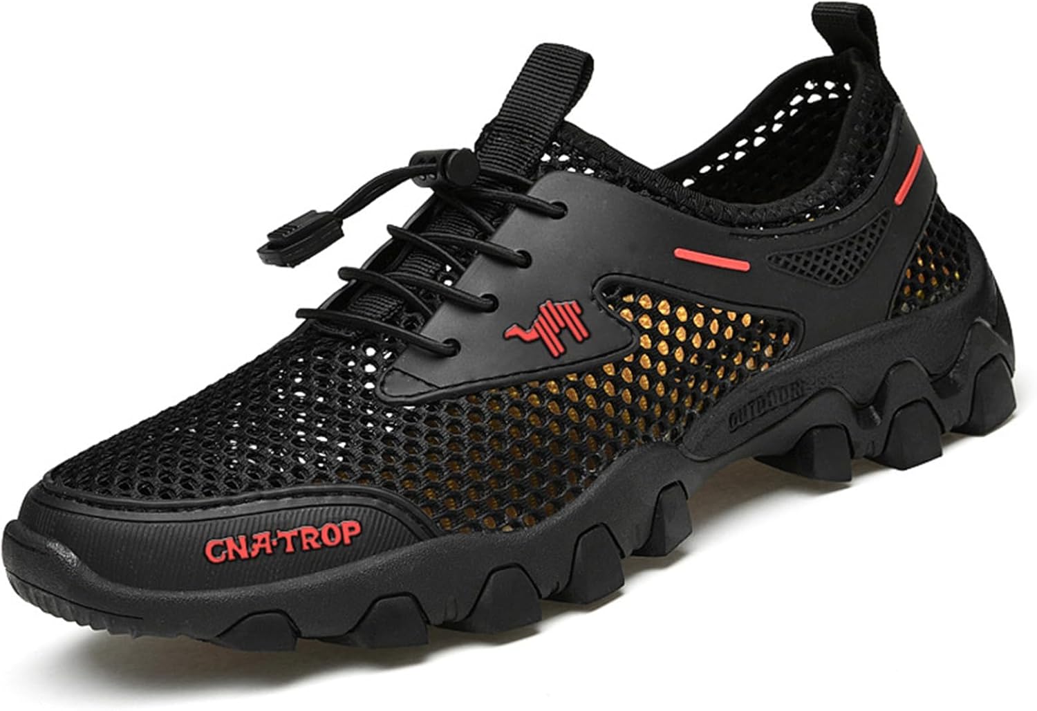 

Мужские сетчатые кроссовки с регулируемой шнуровкой, плоской подошвой, для улицы, дышащие, противоскользящие, для походов и рыбалки, удобные для ходьбы, летние пляжные сандалии-слипоны, лоферы Crepuscute, черный