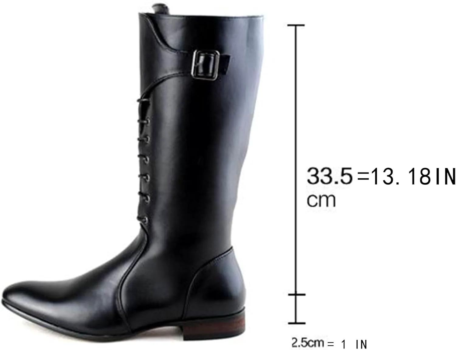 

Мужские высокие ботинки на шнуровке с пряжкой и боковой молнией, стиль ковбой, из искусственной кожи, водонепроницаемые, черные, Tebapi