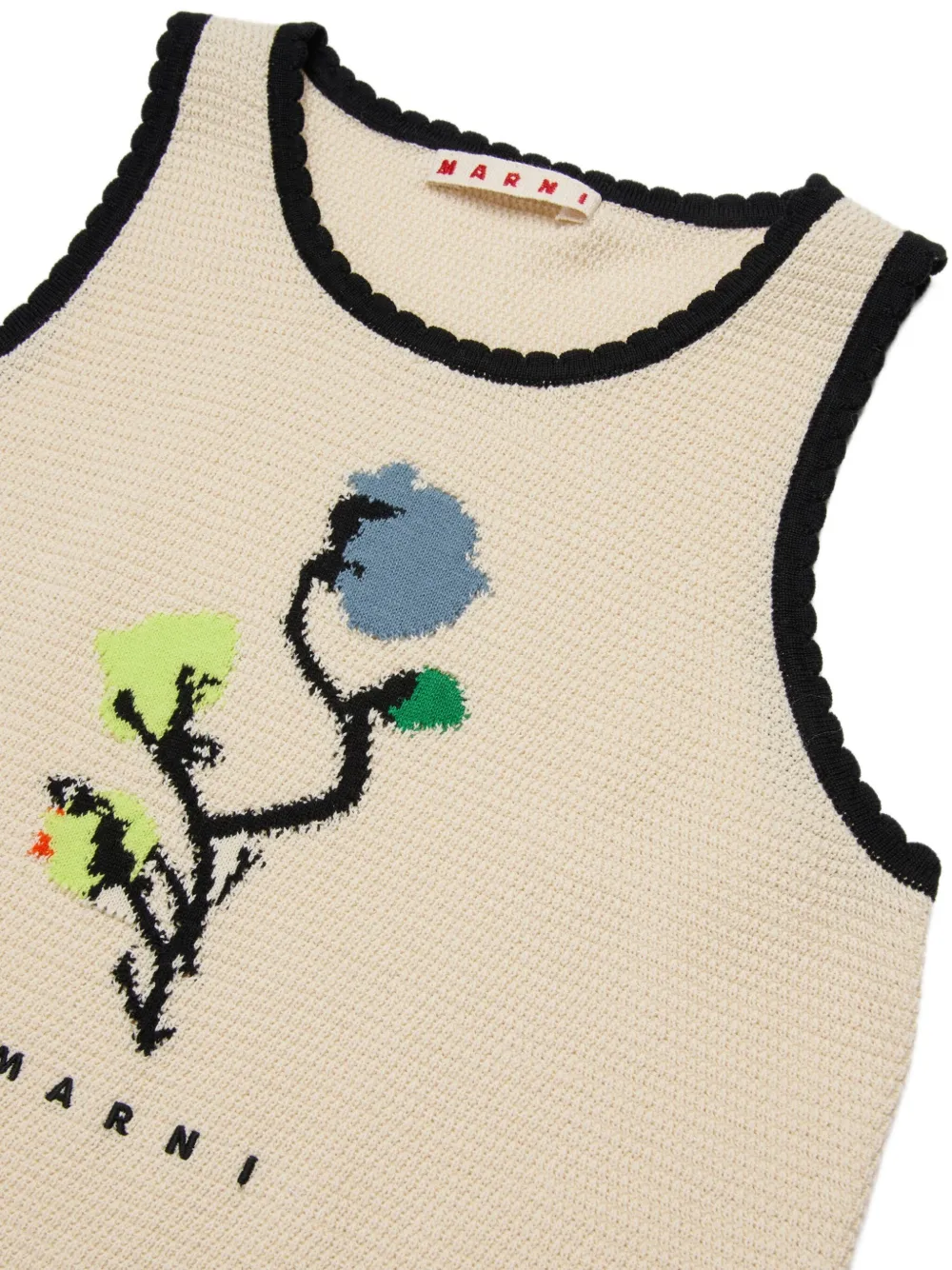 Топ с цветочным принтом Marni Kids, бежевый — фото 4