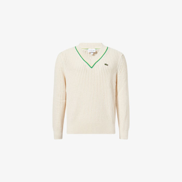

Джемпер Lacoste Regular-Fit с V-образным вырезом, бежевый