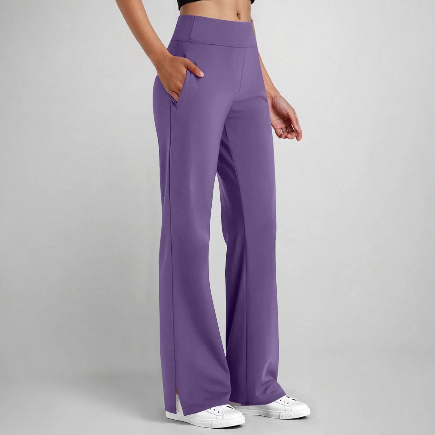 Женские спортивные брюки с эластичным поясом и карманами — фото 2