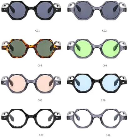 

Винтажные шестиугольные солнцезащитные очки для женщин, ретро-очки с заклепками, черепаховая оправа, маленькие круглые солнцезащитные очки для мужчин MTZJH, C7