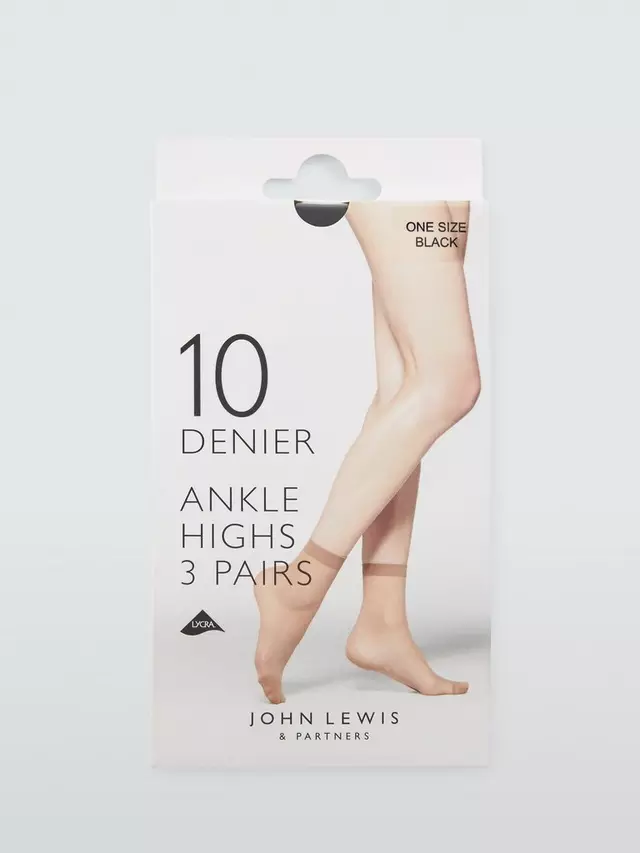 

Тайтсы John Lewis 10 Denier Ankle-High 3 шт, черный