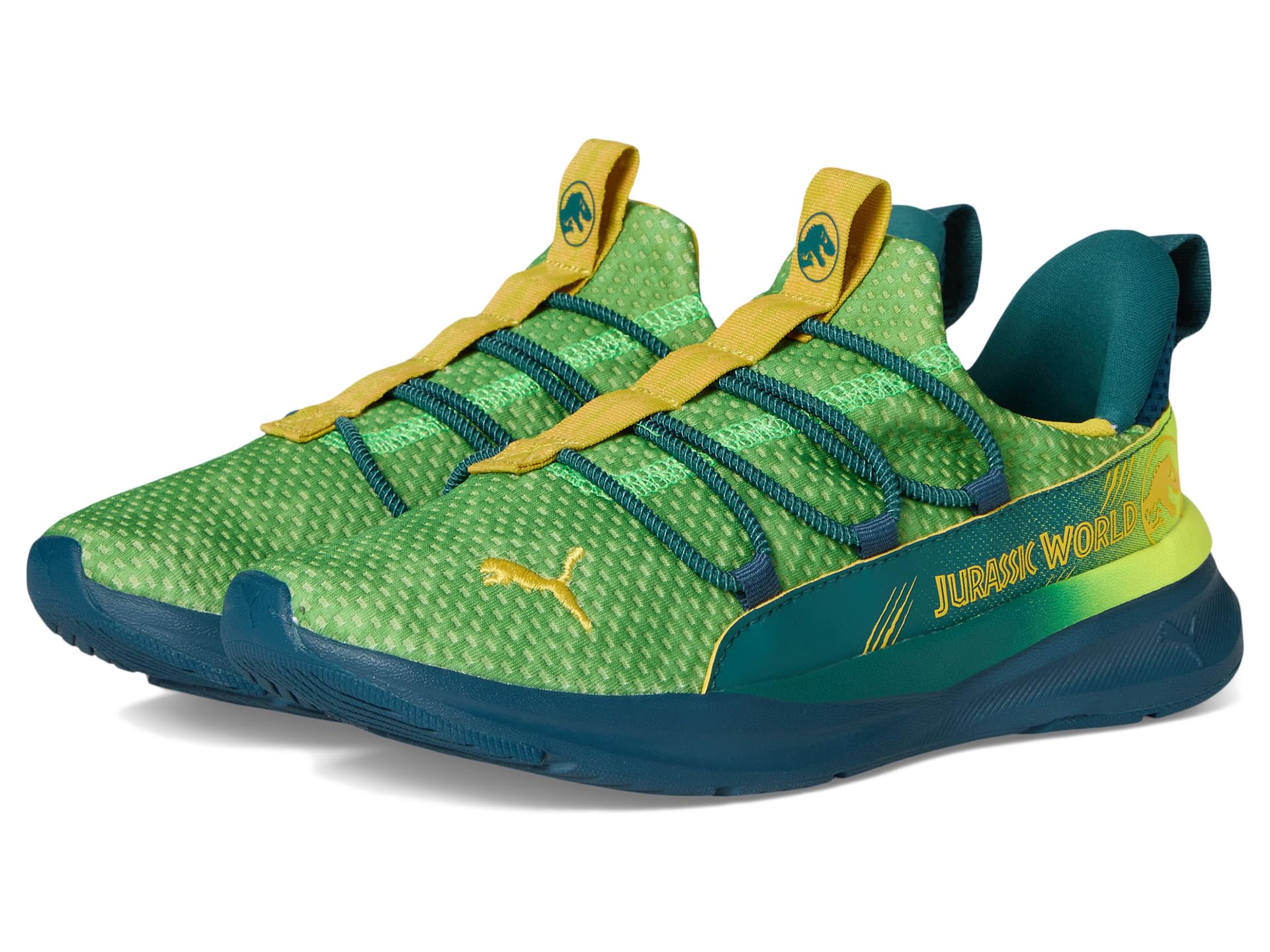 

Кроссовки PUMA Kids Softride One4All Jurassic World Slip-On Shoes, цвет Yellow Alert/Ocean Tropic/Pel Yellow