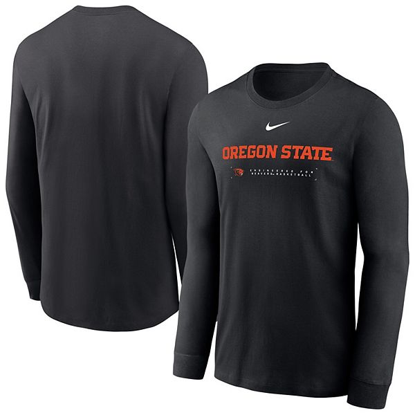 

Мужская черная баскетбольная футболка oregon state beavers 2025 courtside dri-fit с длинным рукавом Nike