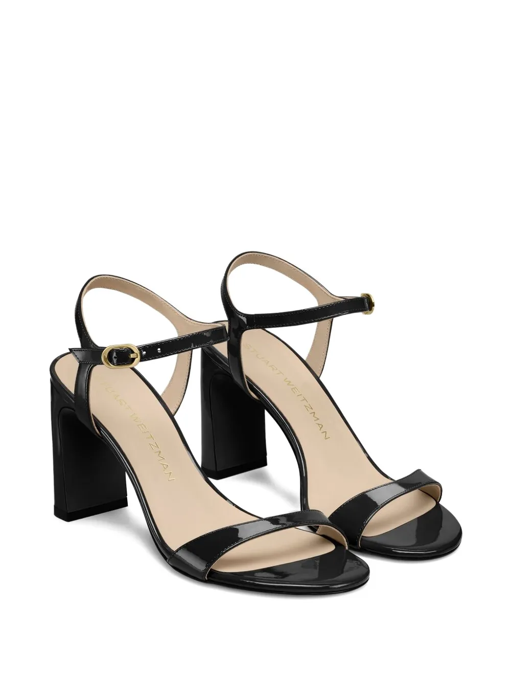 Сандалии из лакированной кожи с ремешком на щиколотке Stuart Weitzman, черный — фото 2
