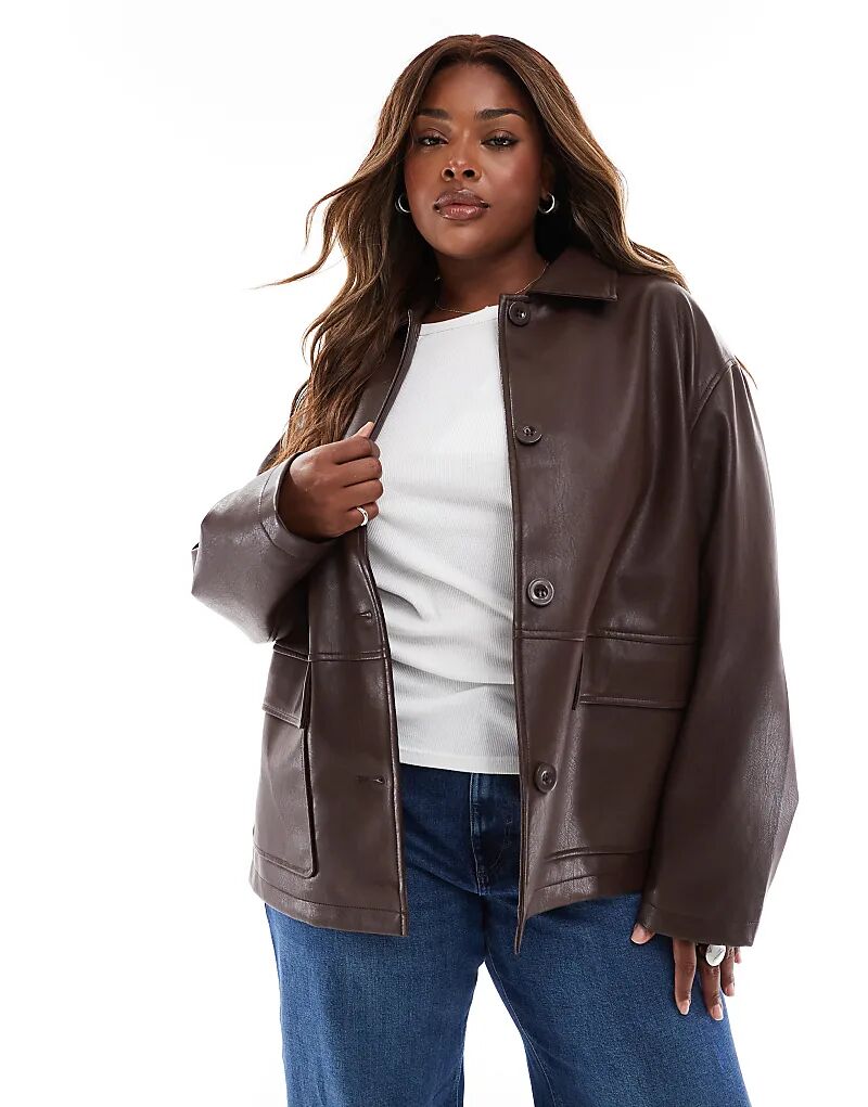 

Куртка Харрингтон из искусственной кожи ASOS DESIGN Curve шоколадного цвета Asos Curve, Коричневый, Куртка Харрингтон из искусственной кожи ASOS DESIGN Curve шоколадного цвета Asos Curve