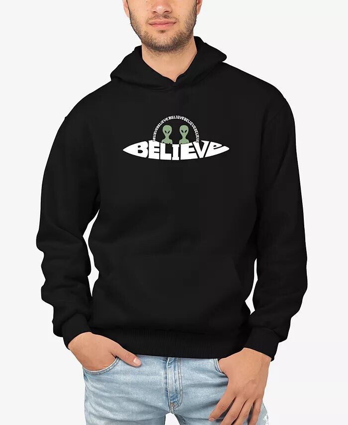 

Мужская толстовка с капюшоном Believe UFO Word Art LA Pop Art, черный