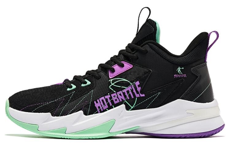 

Баскетбольные кроссовки Basketball Shoes Men Mid-Top Black/green/purple Qiaodan