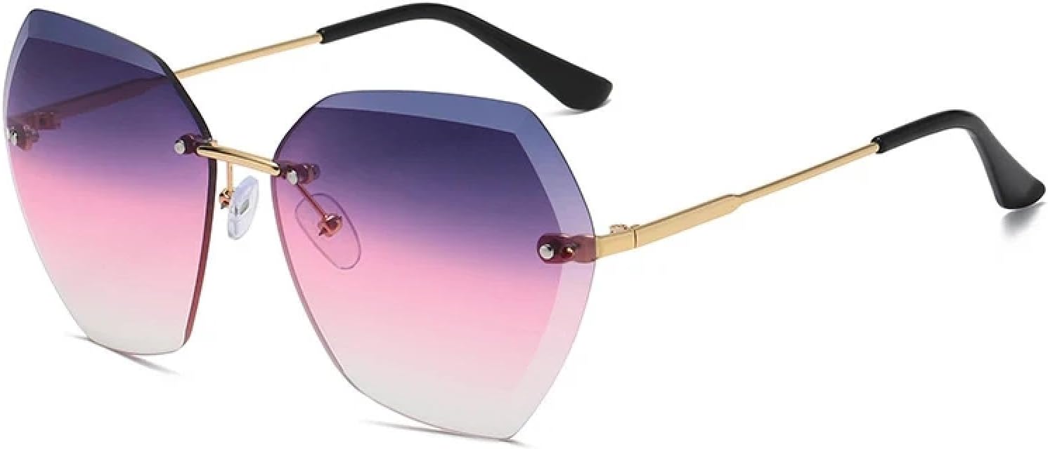 

Модные солнцезащитные очки без оправы неправильной формы для женщин и мужчин, в стиле ретро, ​​роскошные очки для активного отдыха и путешествий, солнцезащитные очки UV400 TKKTLLT, Gold Gray Pink