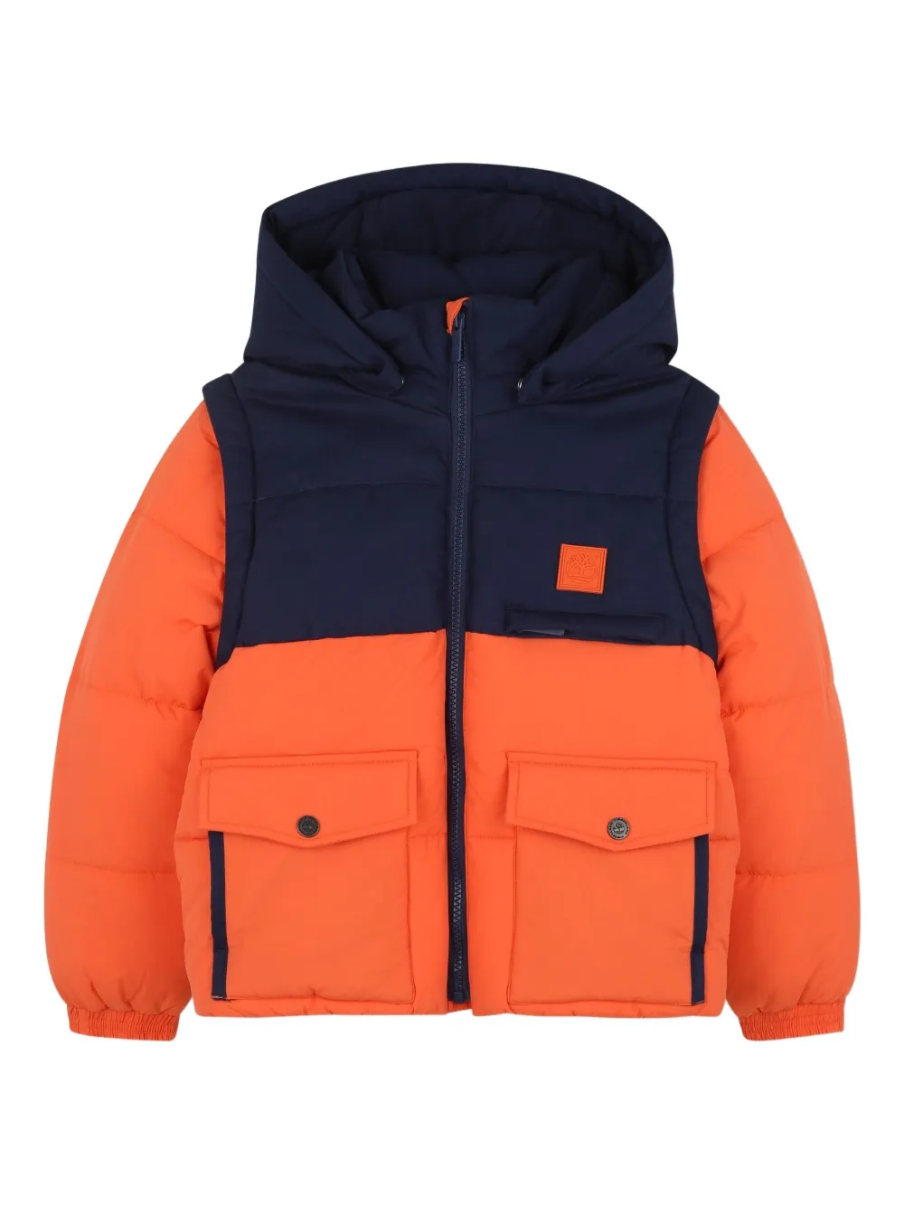 

Двухцветная утепленная куртка с капюшоном Timberland Kids, синий