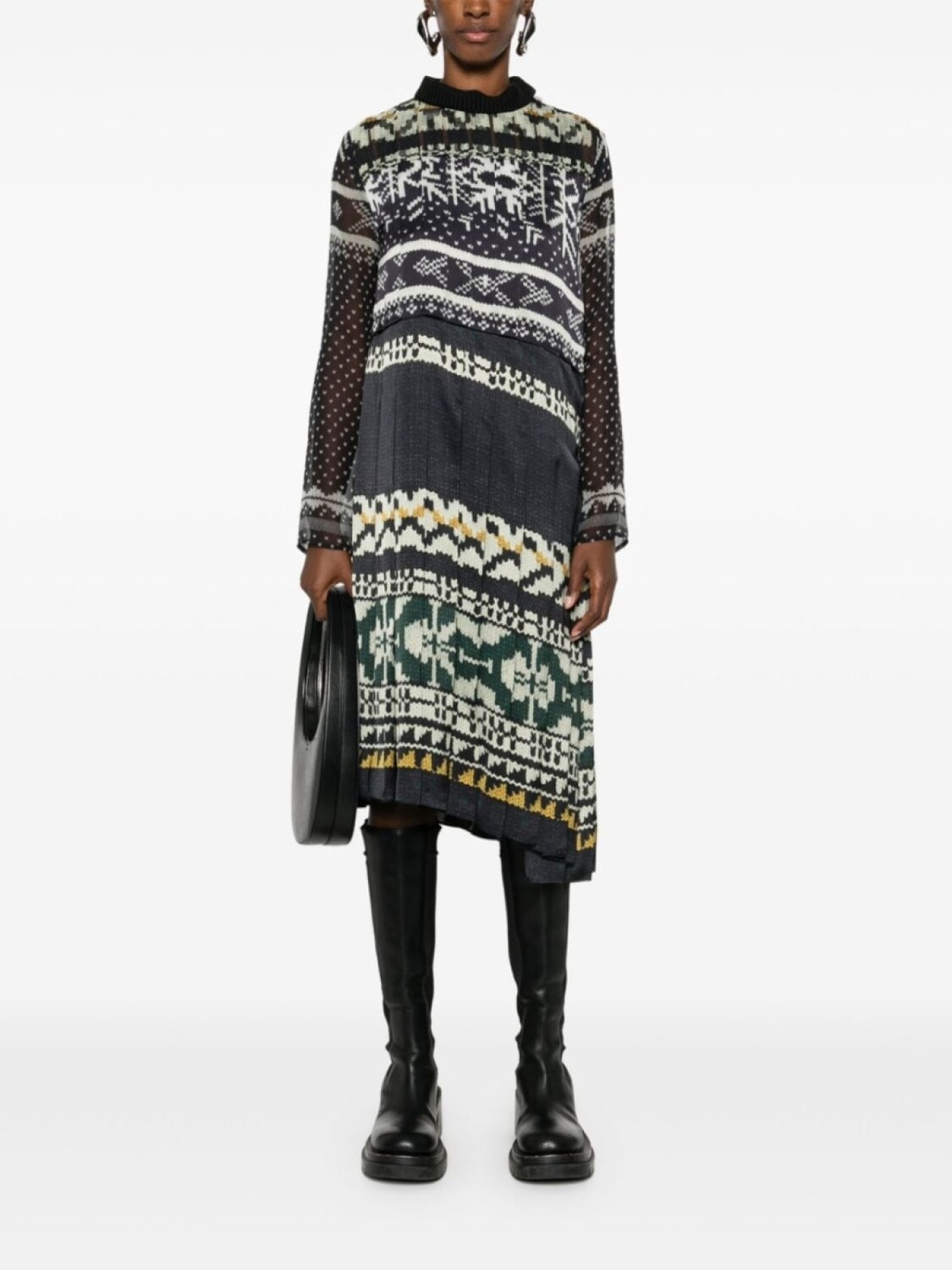 

Sacai платье миди с принтом сельбуроза, синий