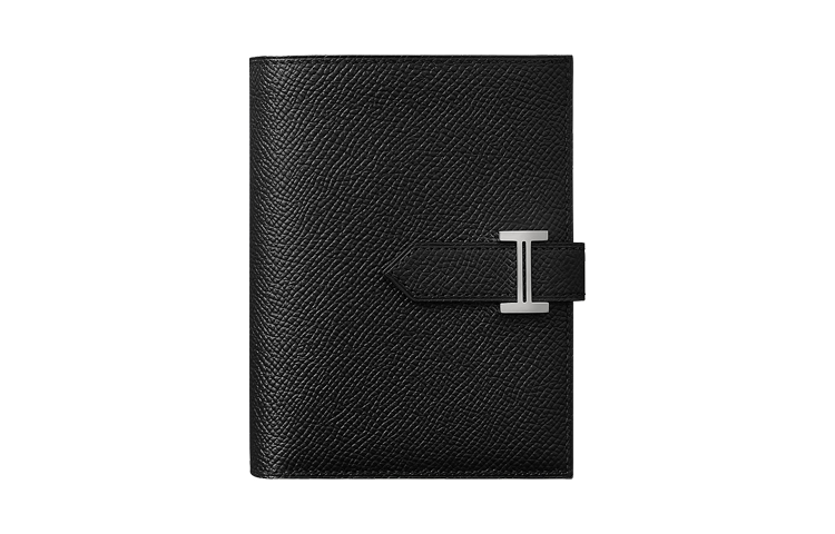 

HERMES Короткий женский кошелек Bearn Epsom из телячьей кожи, черный, черный