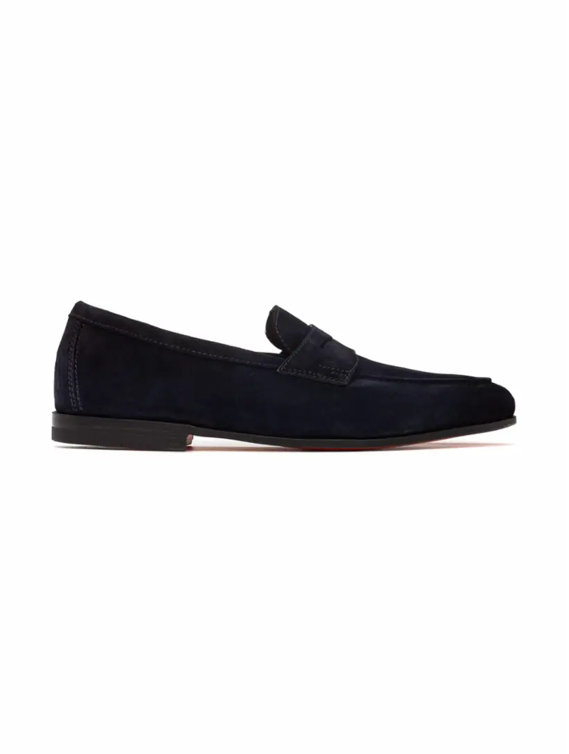 

Замшевые пенни лоферы Santoni, тёмно-синий