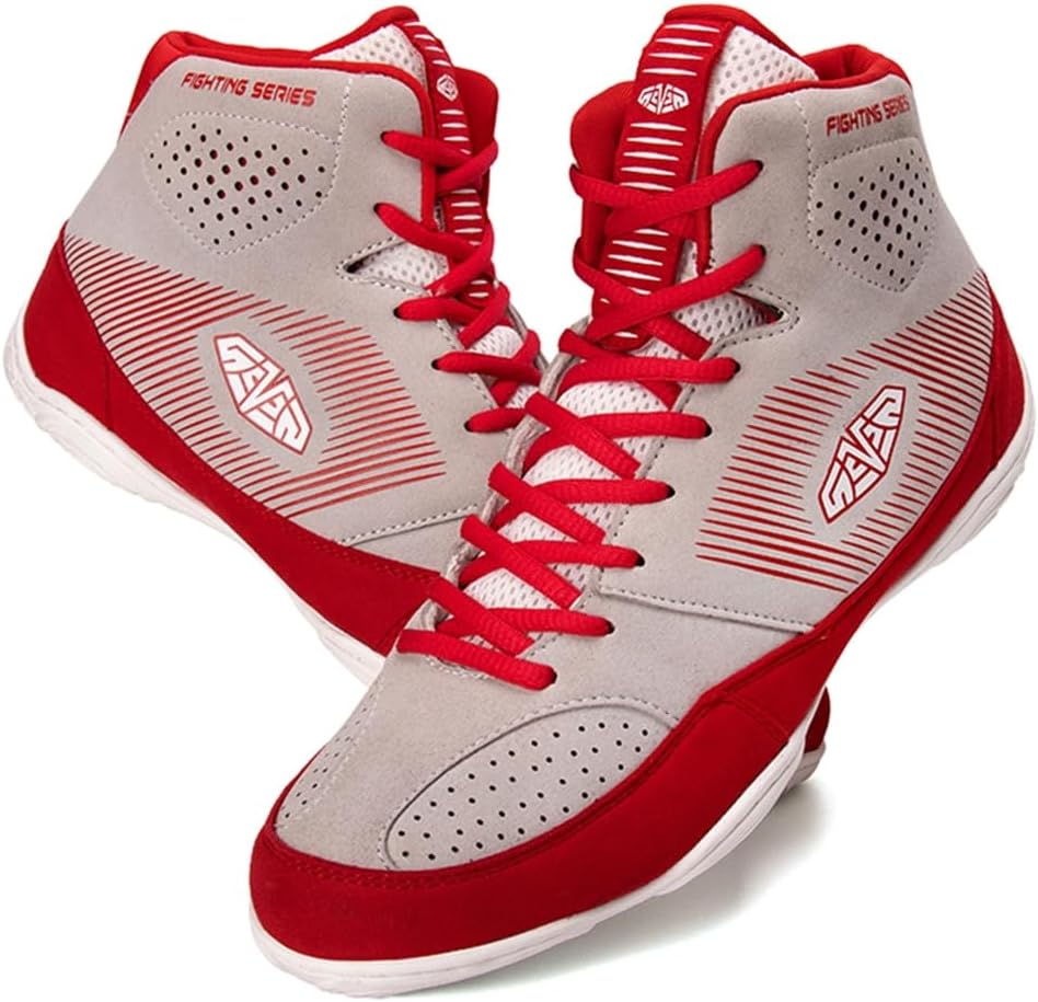 

Мужские боксерские и борцовские ботинки из кожи с резиновой подошвой, с комфортной подкладкой, высокие спортивные боевые и фитнес туфли для боевых искусств Hiuzylqx, A
