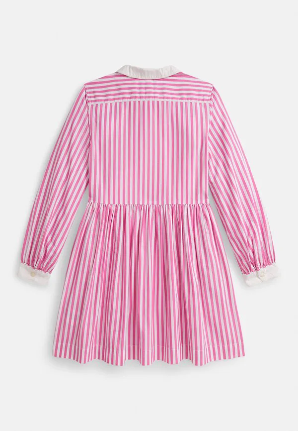 Платье-Рубашка из полосатого хлопкового поплина 714y Polo Ralph Lauren, Desert Pink/White — фото 2