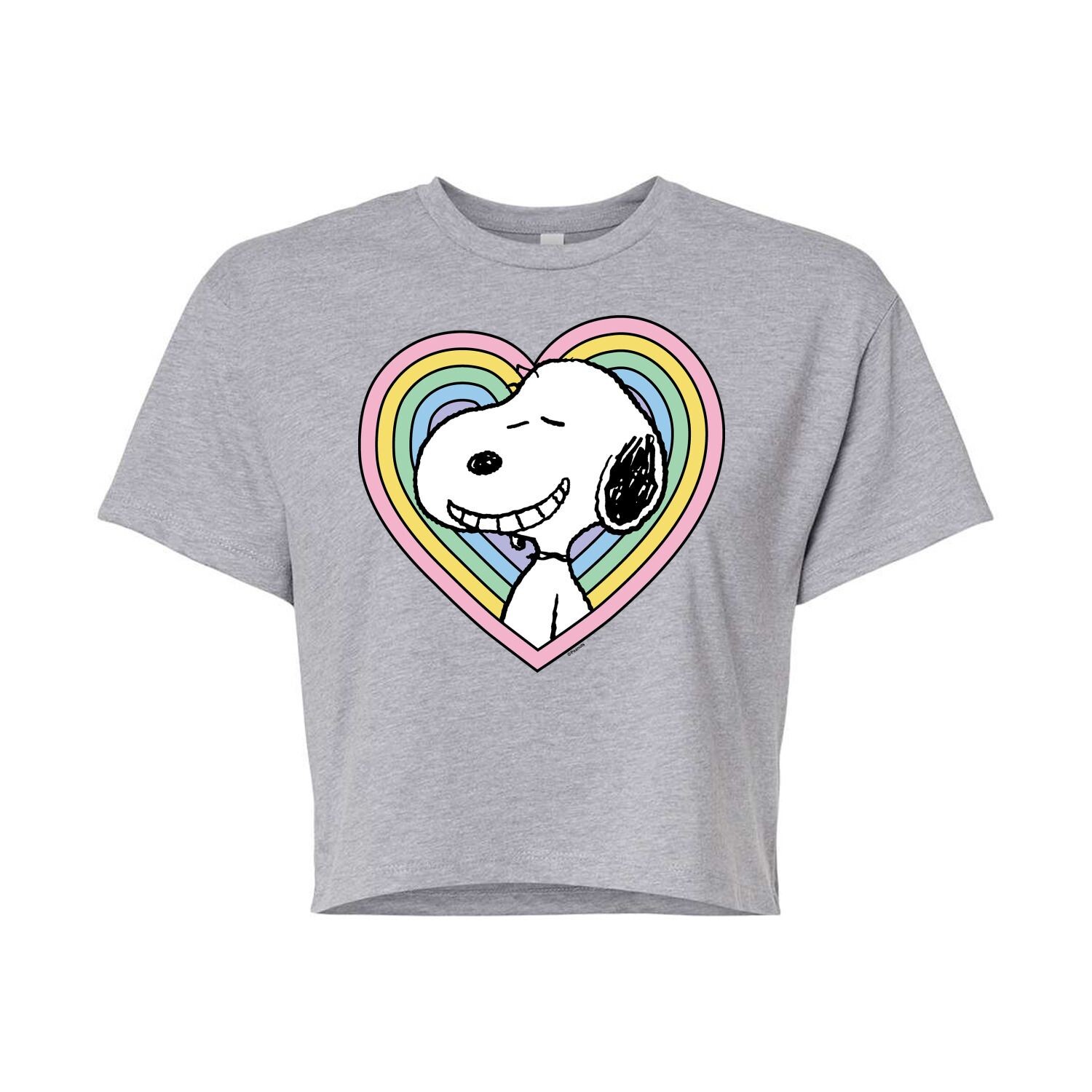 

Укороченная футболка с рисунком в форме сердца Peanuts Snoopy для детей Juniors Licensed Character, серый