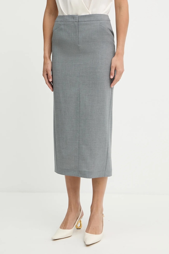 

Шерстяная юбка вулера BOSS, серый