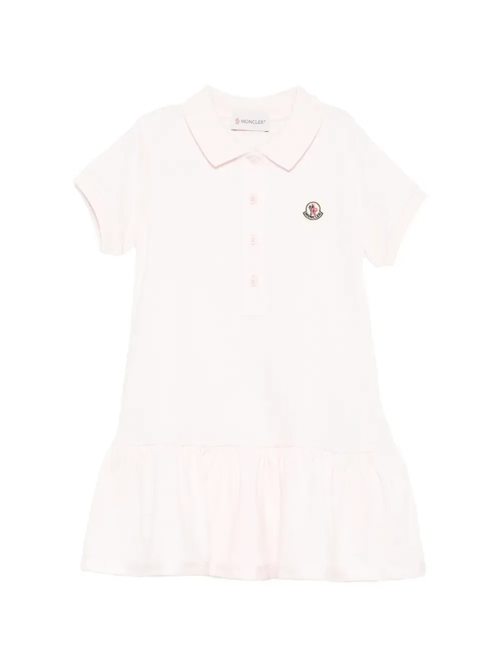 Платье с воротником поло и оборками Moncler Enfant, розовый
