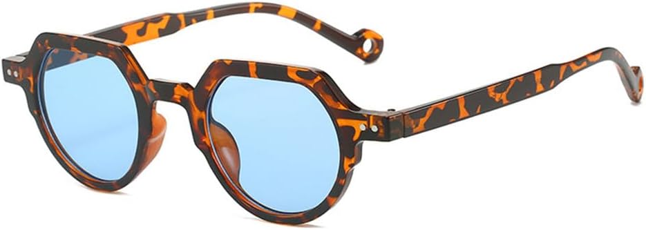

Женские солнцезащитные очки овальной формы UV400 в стиле панк с заклепками, мужские спортивные очки конфетного цвета с леопардовым принтом для бега и верховой езды UYPTK, Leopard Blue