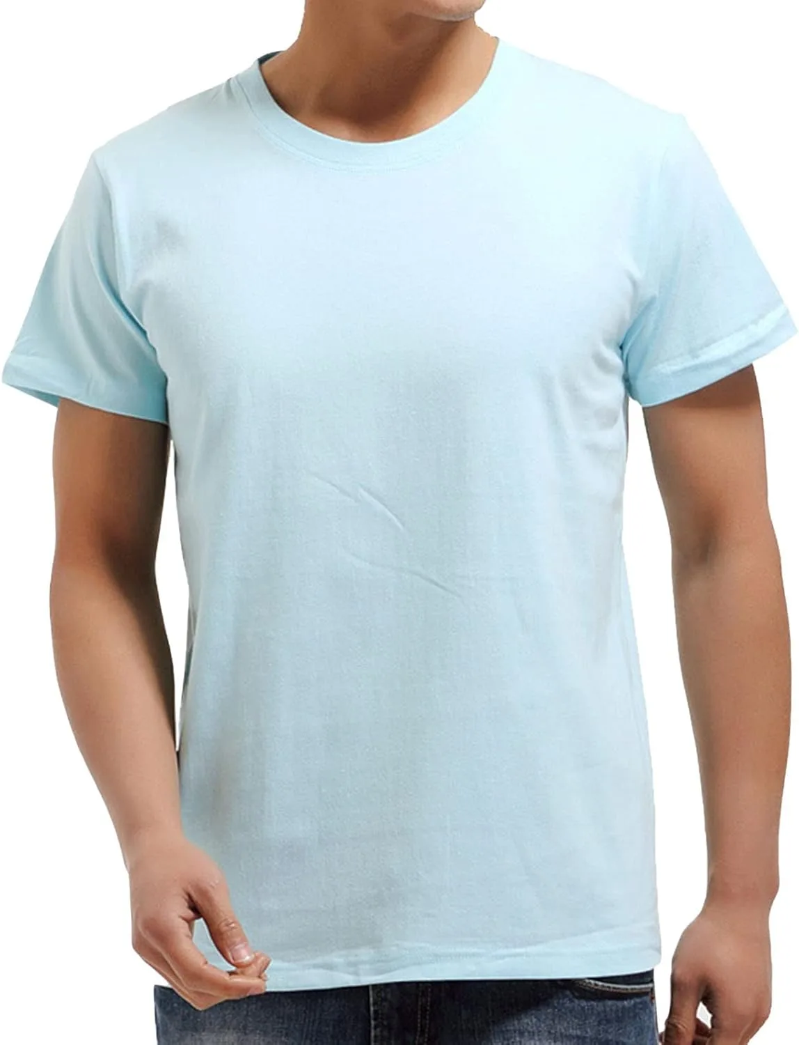 

JEsilunmaMY мужская однотонная футболка с коротким рукавом и круглым вырезом