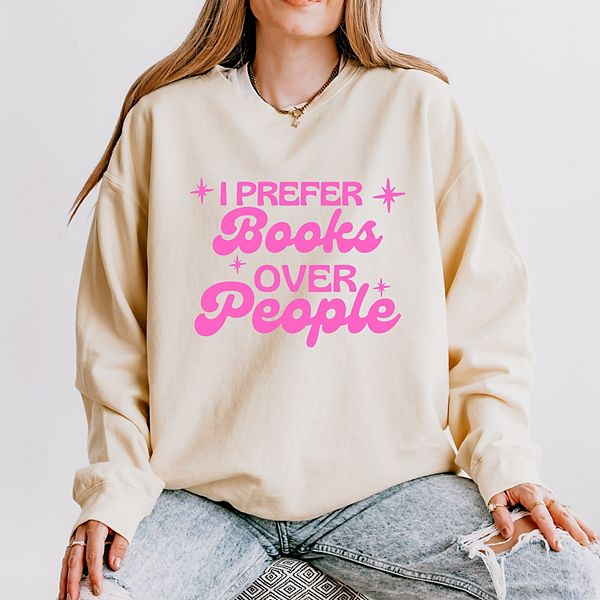 

Футболка с принтом I prefer books over people stars Simply Sage Market, Ivory