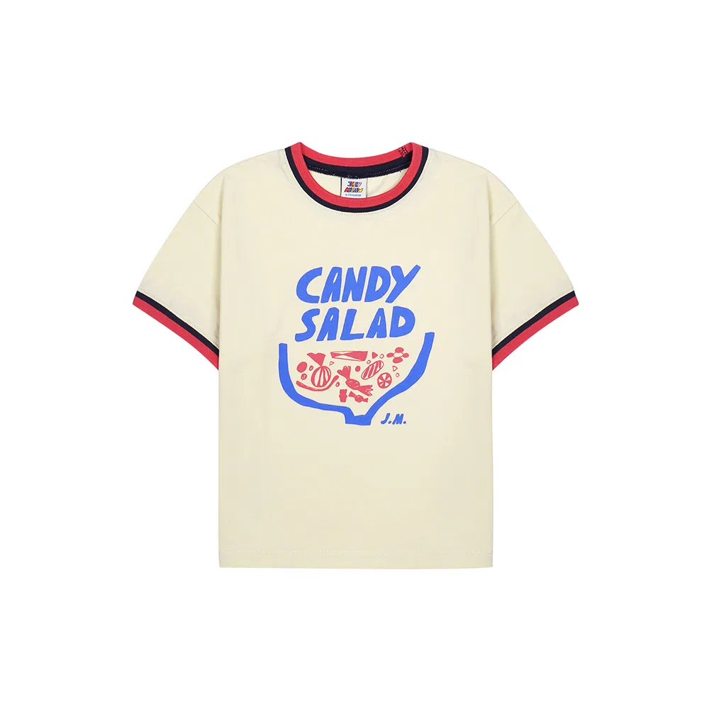 Детская футболка с коротким рукавом Candy Salad цвета айвори от Jelly Mallow — фото 2