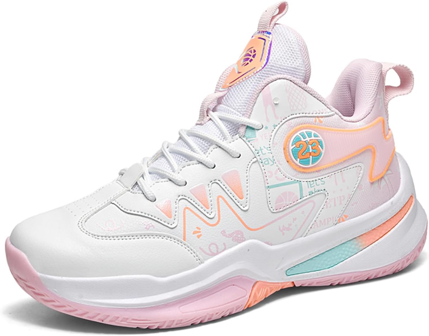 

Мужские высокие кроссовки с толстой подошвой, амортизирующие, на шнуровке, кожаные, противоскользящие, легкие, повседневные спортивные обувь, подходят для занятий спортом на улице, теннисом и волейболом Igzbibg, розовый