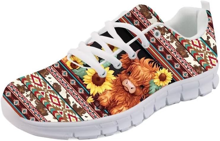 

Кроссовки Forchrinse с милым рисунком мопса, спортивные, для бега и занятий в спортзале, унисекс, легкие, на шнуровке, спортивные кроссовки, Highland Cow Western Stripe