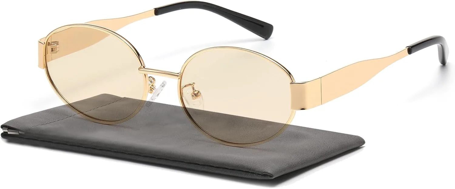 

Солнцезащитные очки ретро-овальной формы для женщин и мужчин, классическая металлическая оправа, поляризованные, с защитой от УФ-излучения UV400 Musivon, Gold