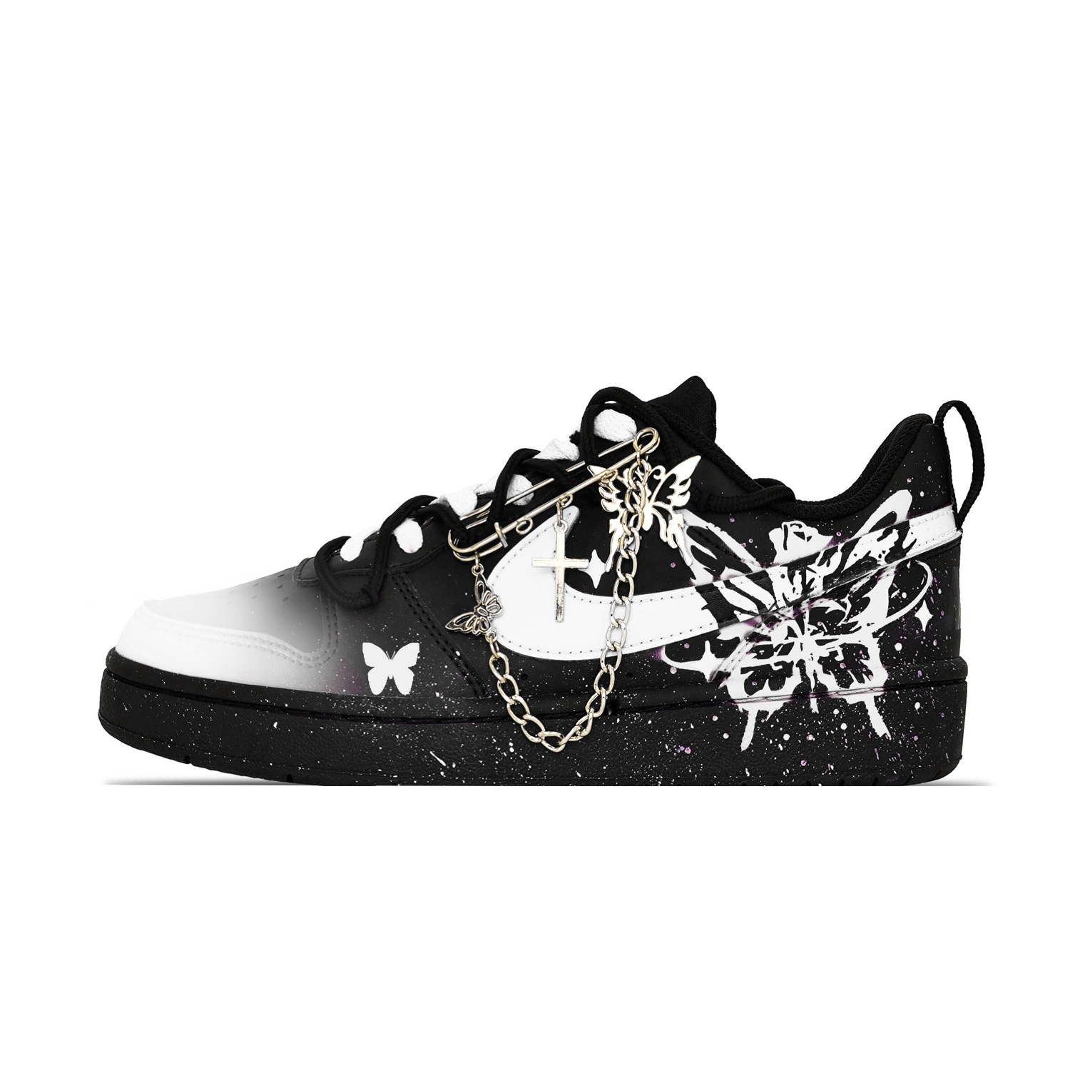 

Кроссовки для скейтбординга Court Borough Dancing Butterfly Low top Kids' Unisex Nike, черный белый