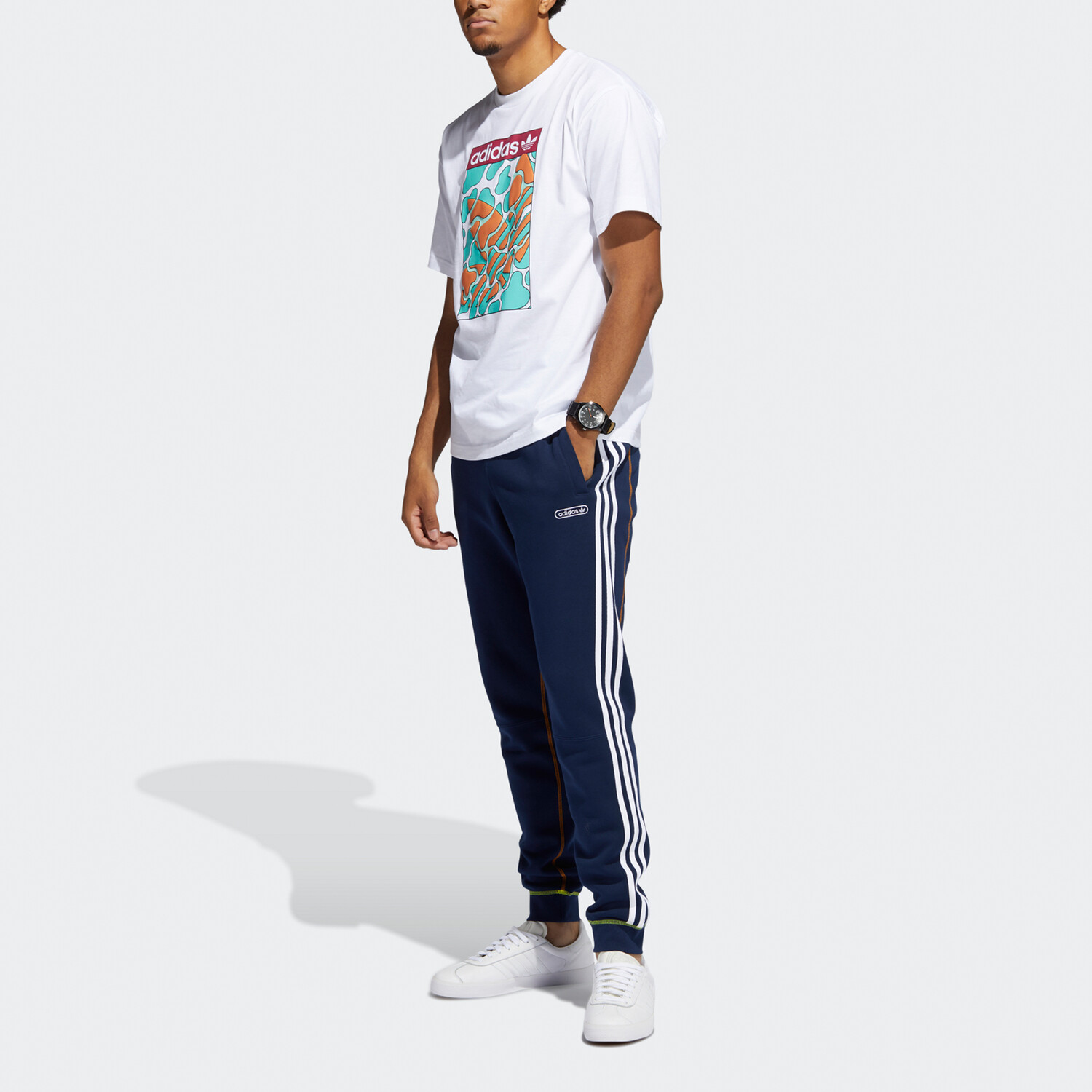 Футболка с язычком мужская белая Adidas Originals, белый — фото 2