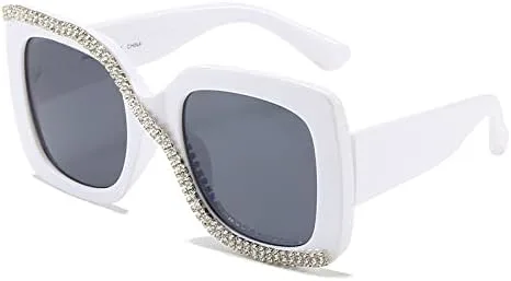 

Модные солнцезащитные очки Diamond Quare для женщин и мужчин, ретро-оправа увеличенного размера, трендовые женские солнцезащитные очки UV400 MTZJH, White Grey