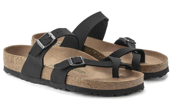 Тапочки mayari vegan birko-flor birkibuc narrow fit sandals 'black' Birkenstock, черный — фото 3