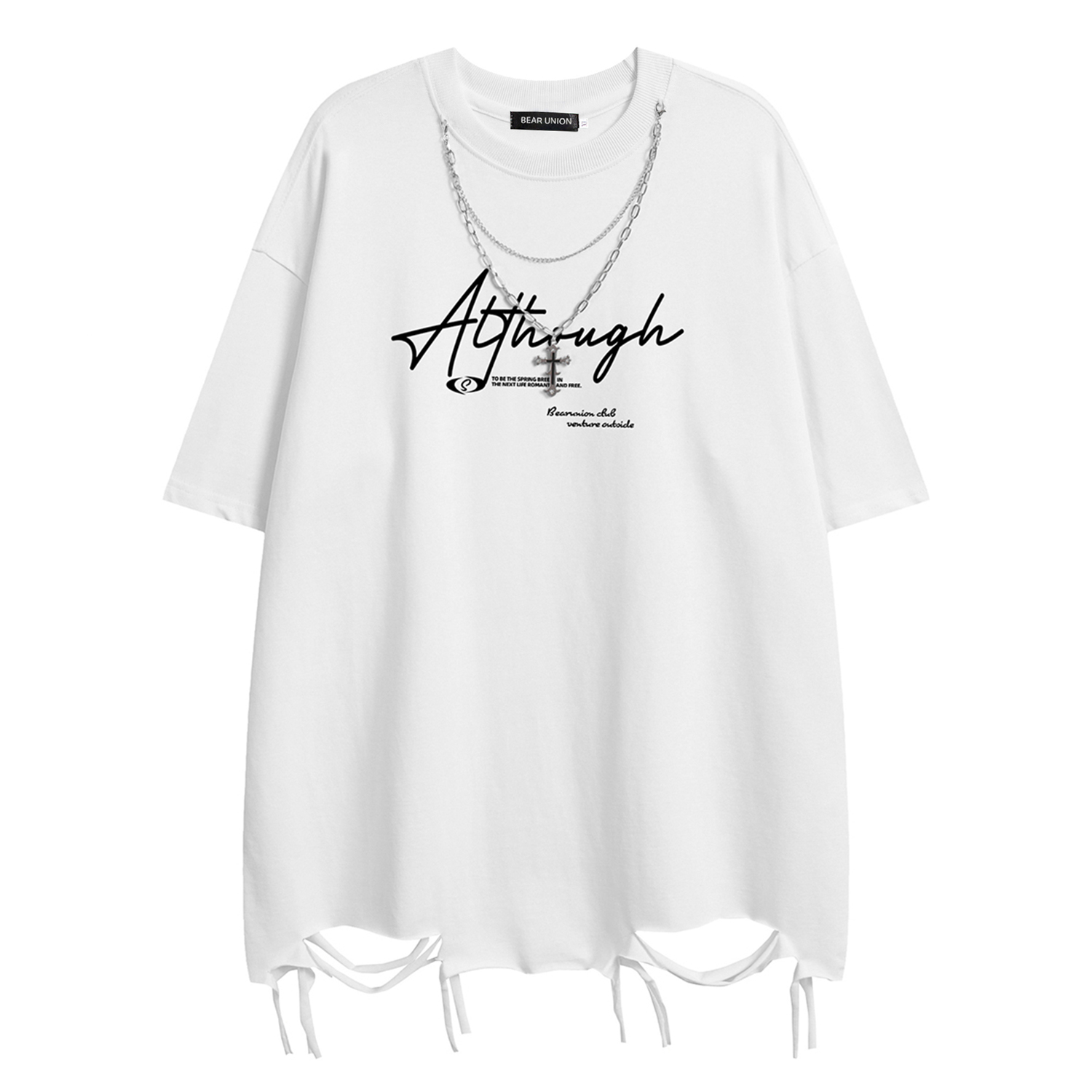 

Футболка унисекс с кулоном на шее BEAR UNION, белая с длинным рукавом (версия с принтом на спине)