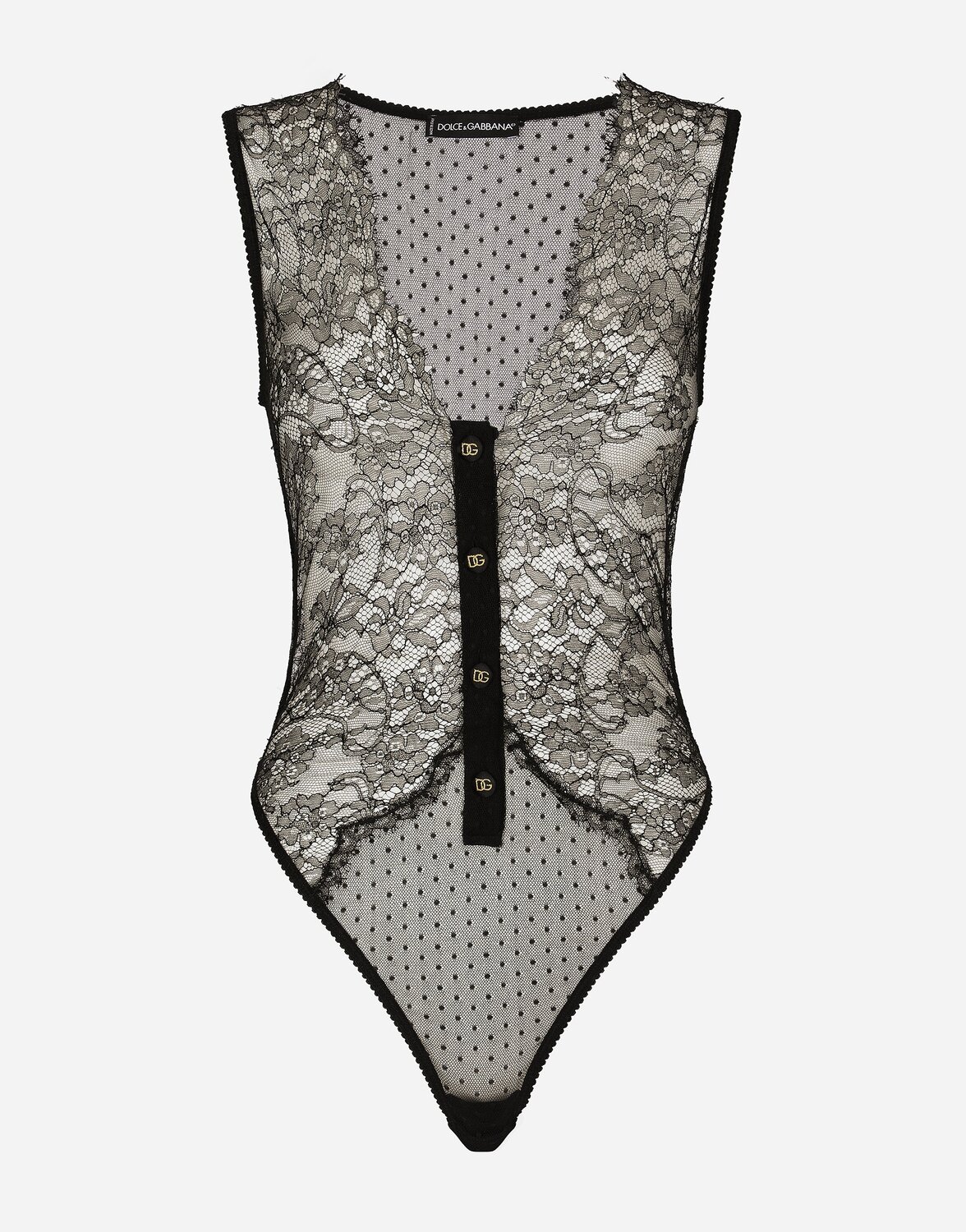 

Кружевное боди с глубоким вырезом Dolce & Gabbana, черный