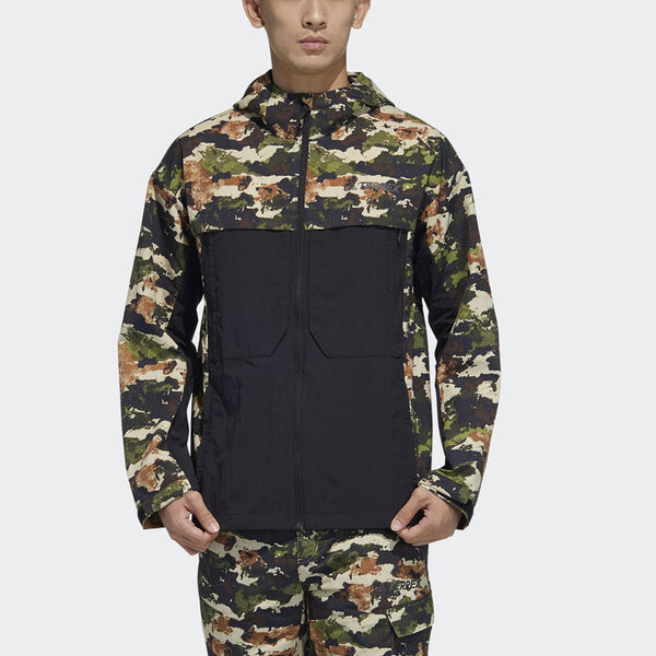 Куртка adidas Terrex Festiv Aop Wb Outdoor Sports Camouflage Splicing Hooded Jacket Brown, коричневый — фото 2