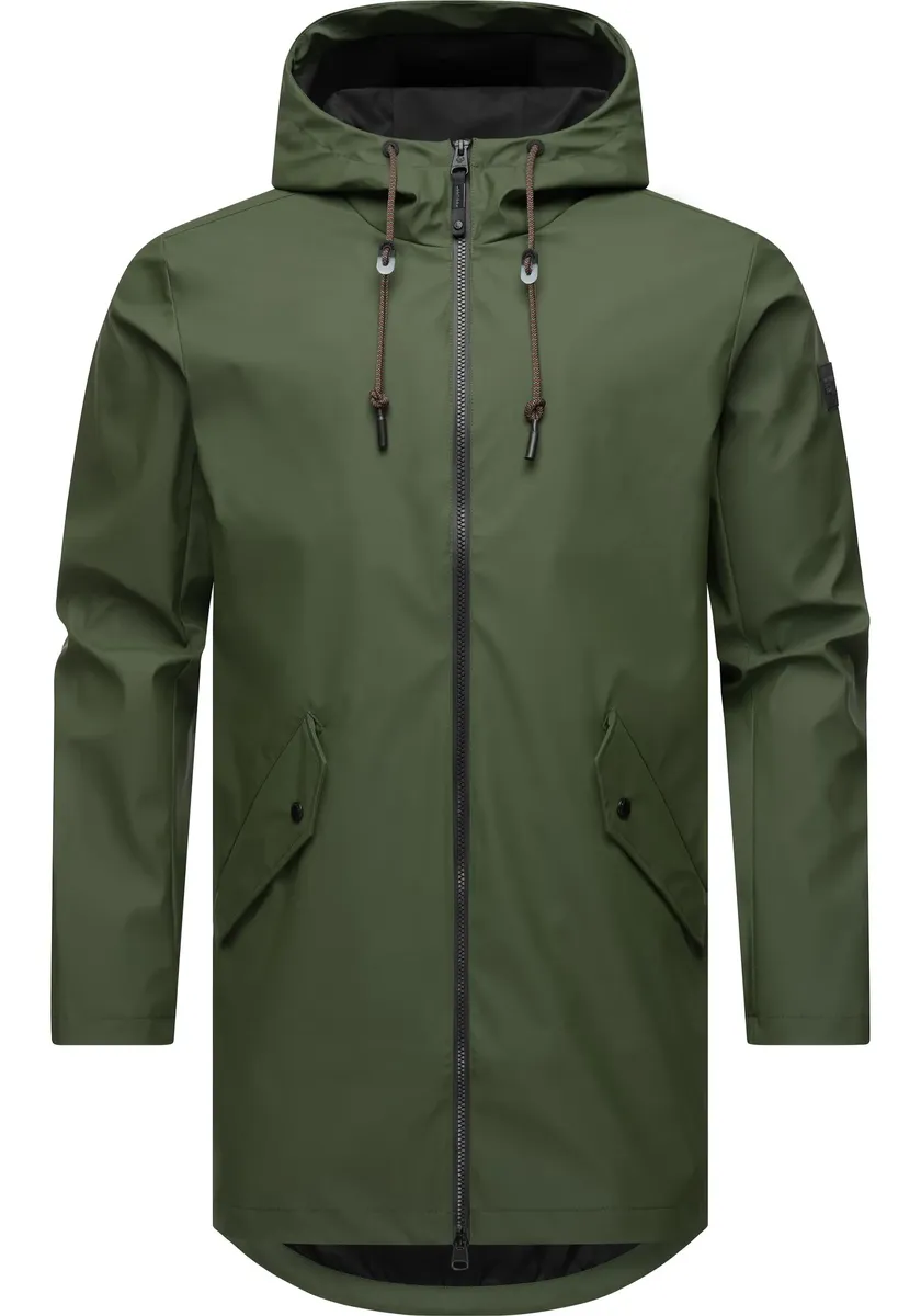 

Плащ Ragwear "Sanwoy", длинный, непромокаемый мужской дождевик с капюшоном, зеленый