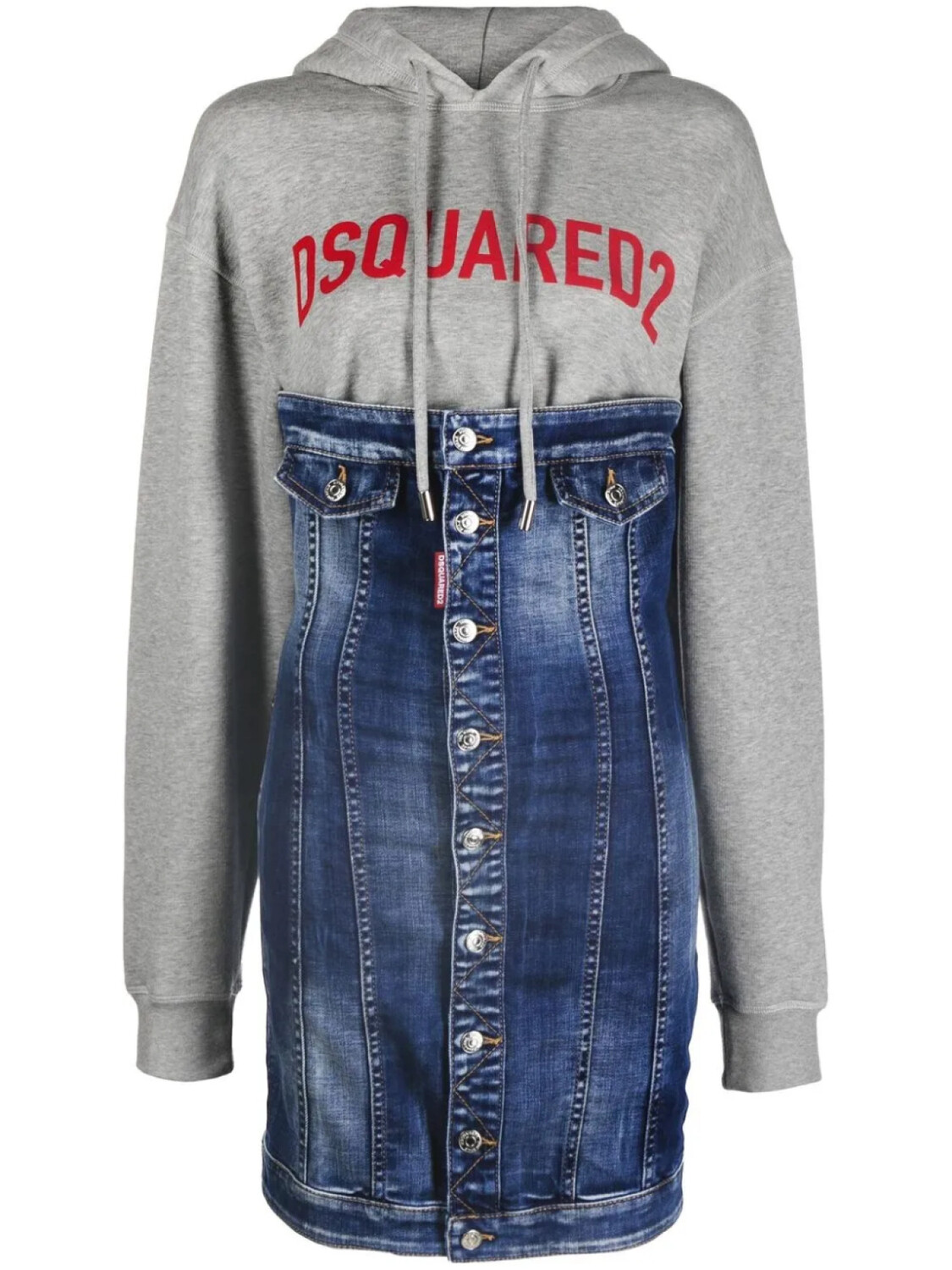 

DSQUARED2 платье-худи с контрастной вставкой и логотипом, синий