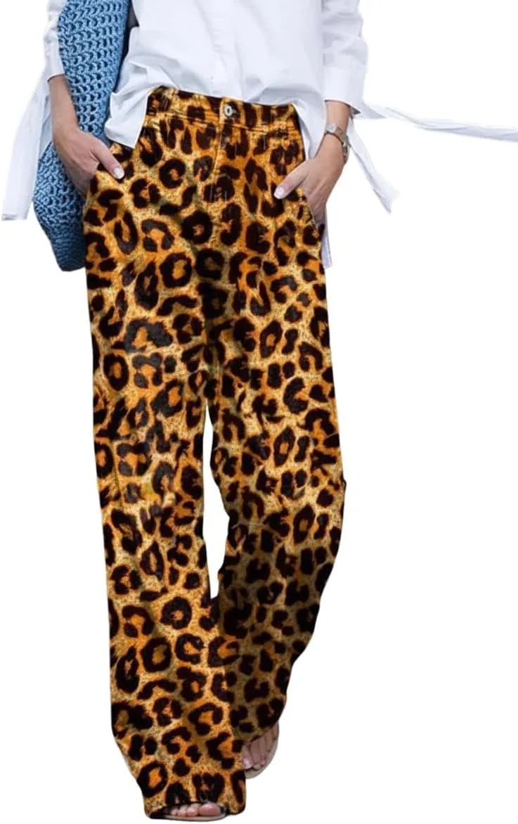 

Женские джинсы Oversized Mid Raise с принтом floral leopard ACWUMU