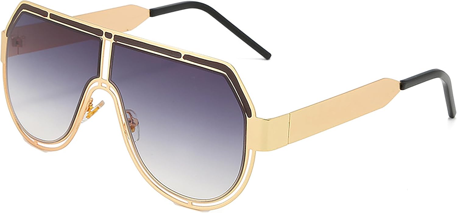 

Солнцезащитные очки с плоской верхней частью, увеличенного размера, цельные, из пластика и металла, ретро, ​​для женщин и мужчин, с защитой от УФ-излучения UV400 Generic, B