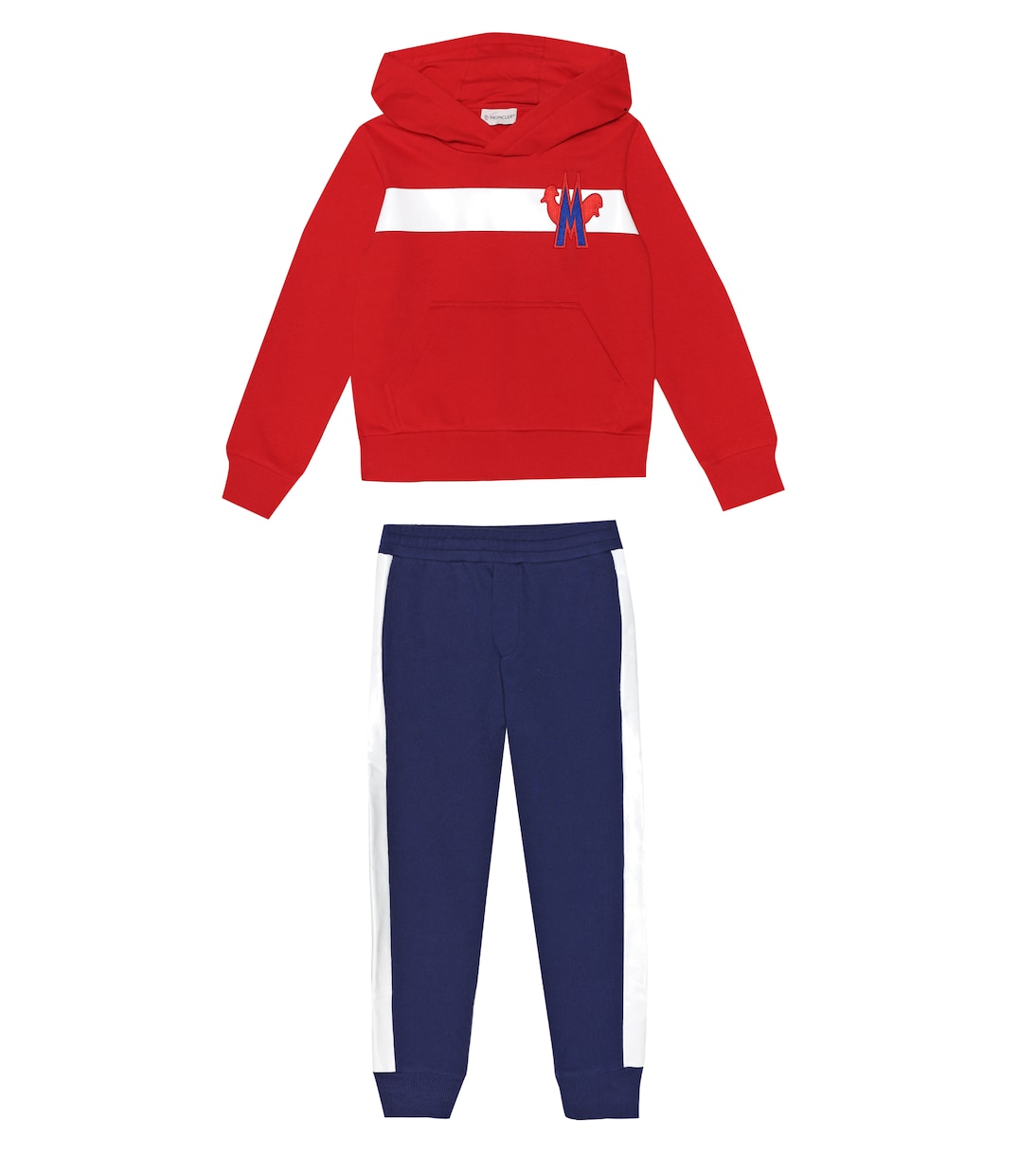 

Комплект из хлопковой толстовки с капюшоном и спортивных штанов Moncler Enfant, Red Navy