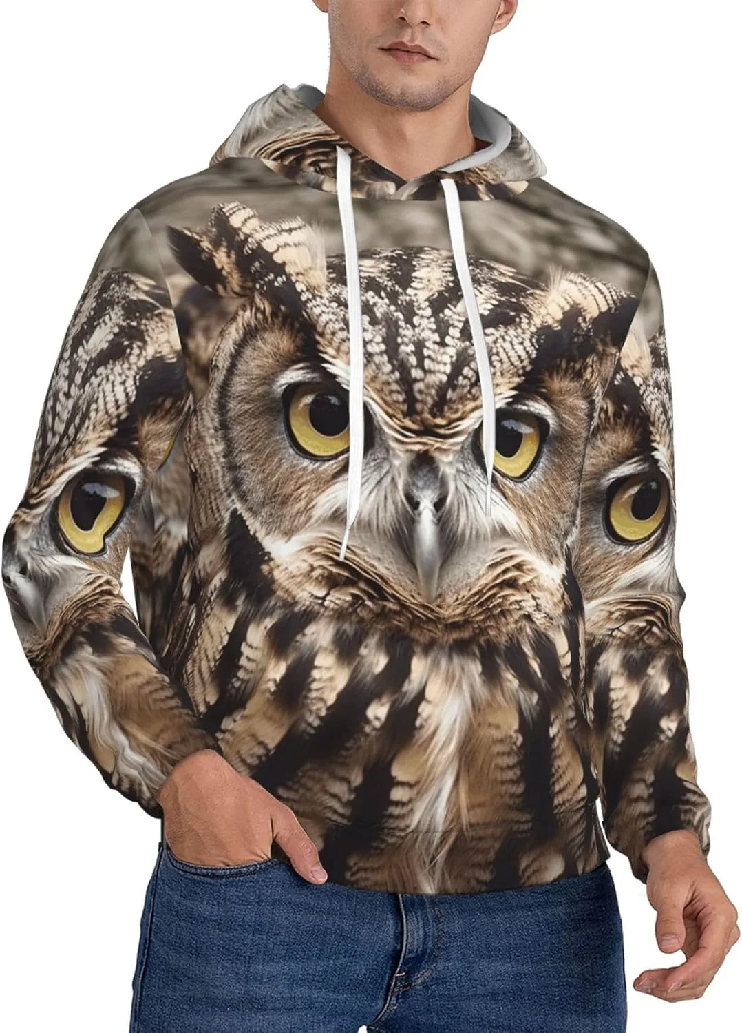 

Мужская флисовая толстовка с капюшоном Owl Birds KKLWEGU